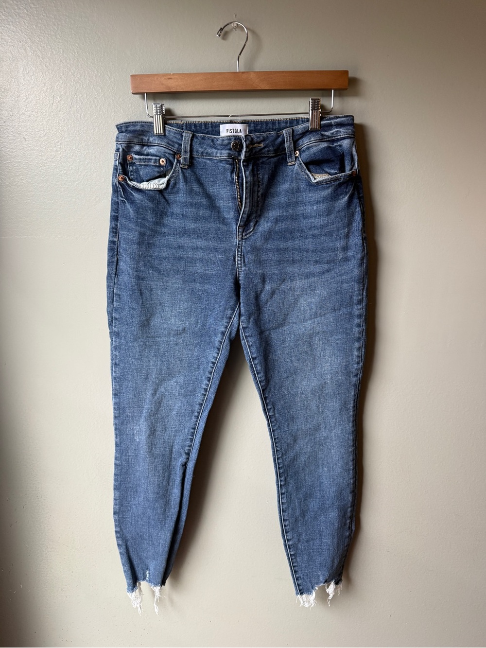 Pistola Women’s Size 31 Blue High Rise Distressed Raw Hem Skinny Jeans